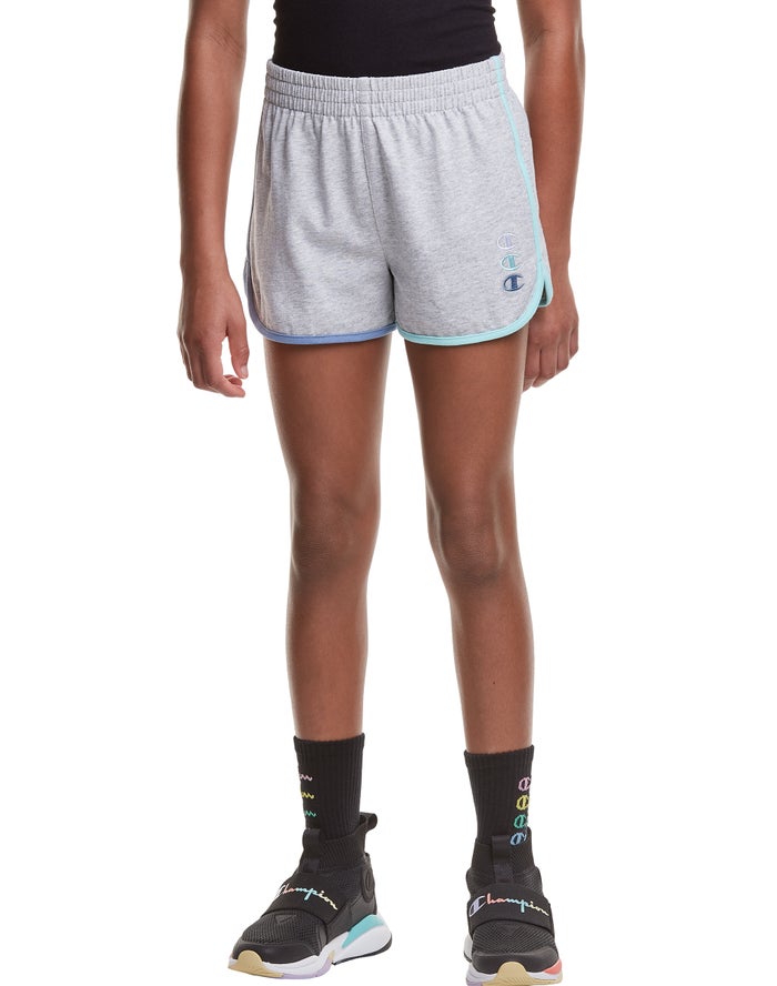 Champion Girls Shorts NZ - Gym Triple C Logos Grey ( 0357-PXCSE )